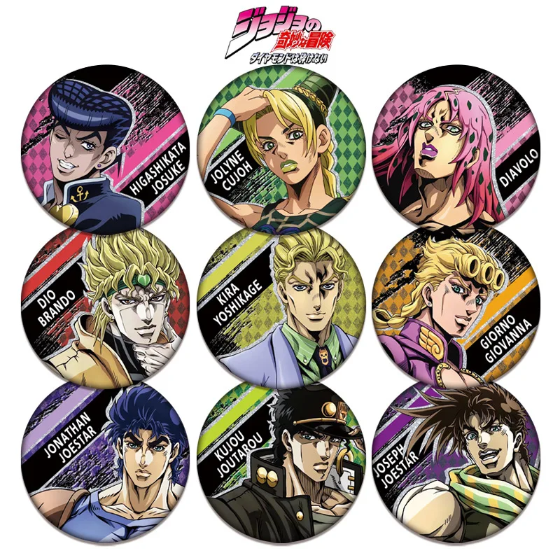 Jojo bizarre adventure duplo flash crachá impressão de alta definição 75mm diâmetro 58mm anime mercadoria pino broche colecionável