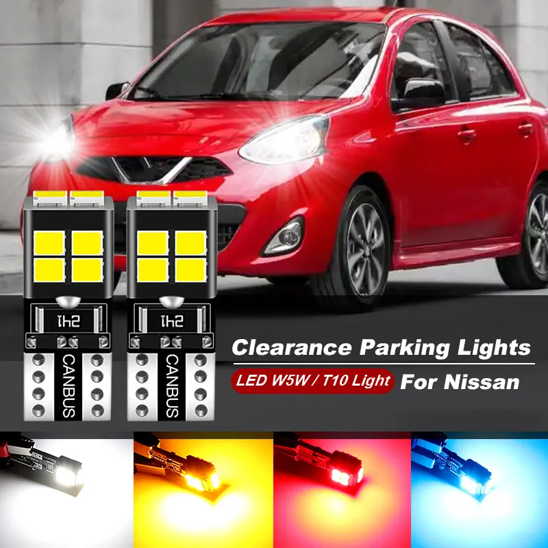 

2 шт. T10 Canbus светодиодный супер яркий 12 В автомобильные аксессуары 12 В габаритные огни лампы W5W 194 168 2825 для Nissan Micra K11 1993-2002