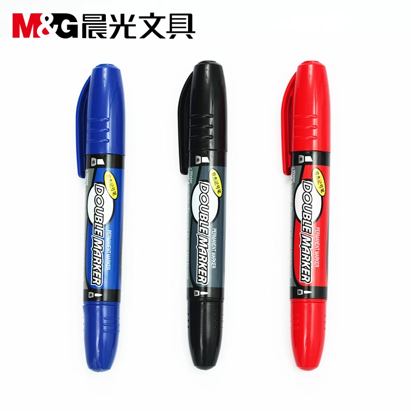 3/6 Pcs Marker Pen Quick-Drying Ink Black Red Blue Ink Dual Tips Water Proof Permanent Marker Office Record Stationery Supplies