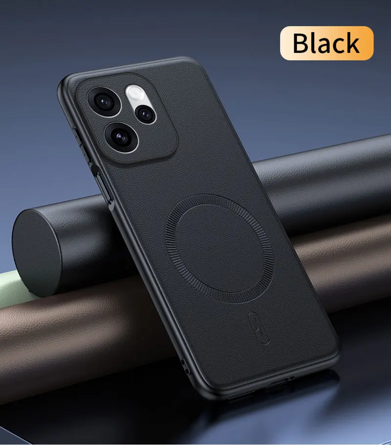 حافظة لهاتف OPPO Reno 15 Pro غطاء حماية جلدي مغناطيسي لهاتف OPPO Reno 15 Pro مضاد لبصمات الأصابع وغير قابل للانزلاق PC + TPU