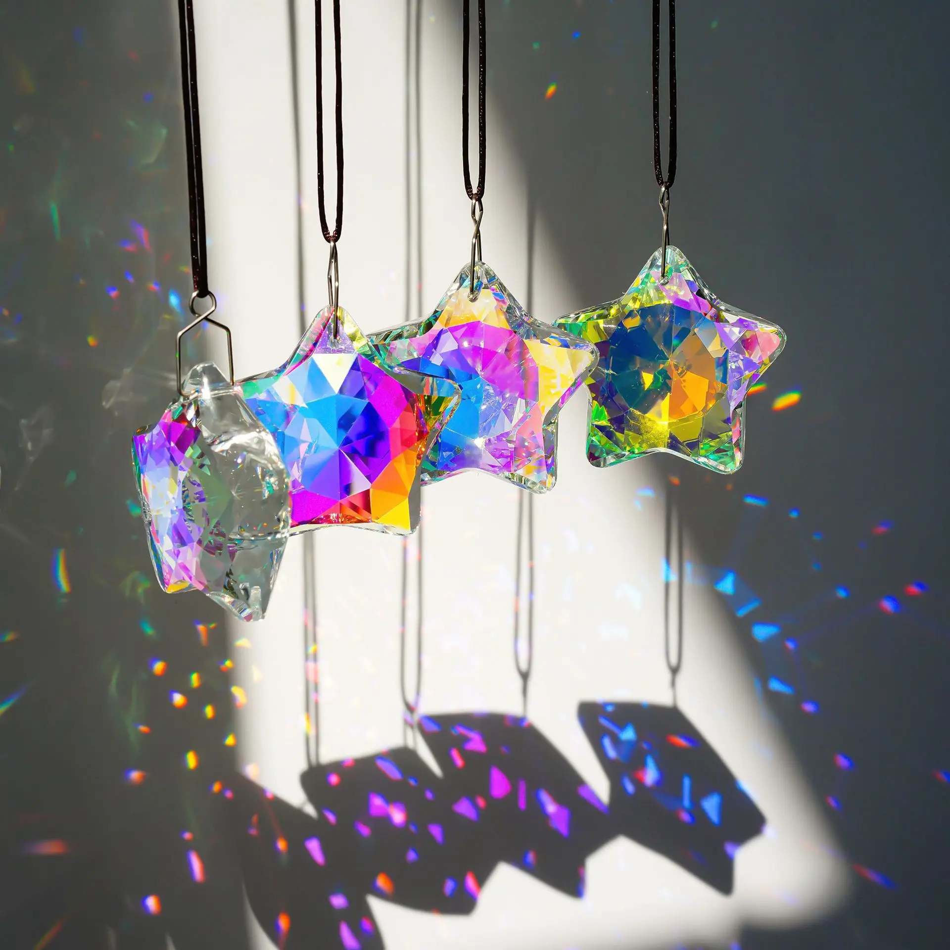 6pcs Star Shapecrystal Sun Catchers Windowsill Garden Decoration Sun Catcher Rainbow Maker Stained Glass Outdoor Decoration Gift