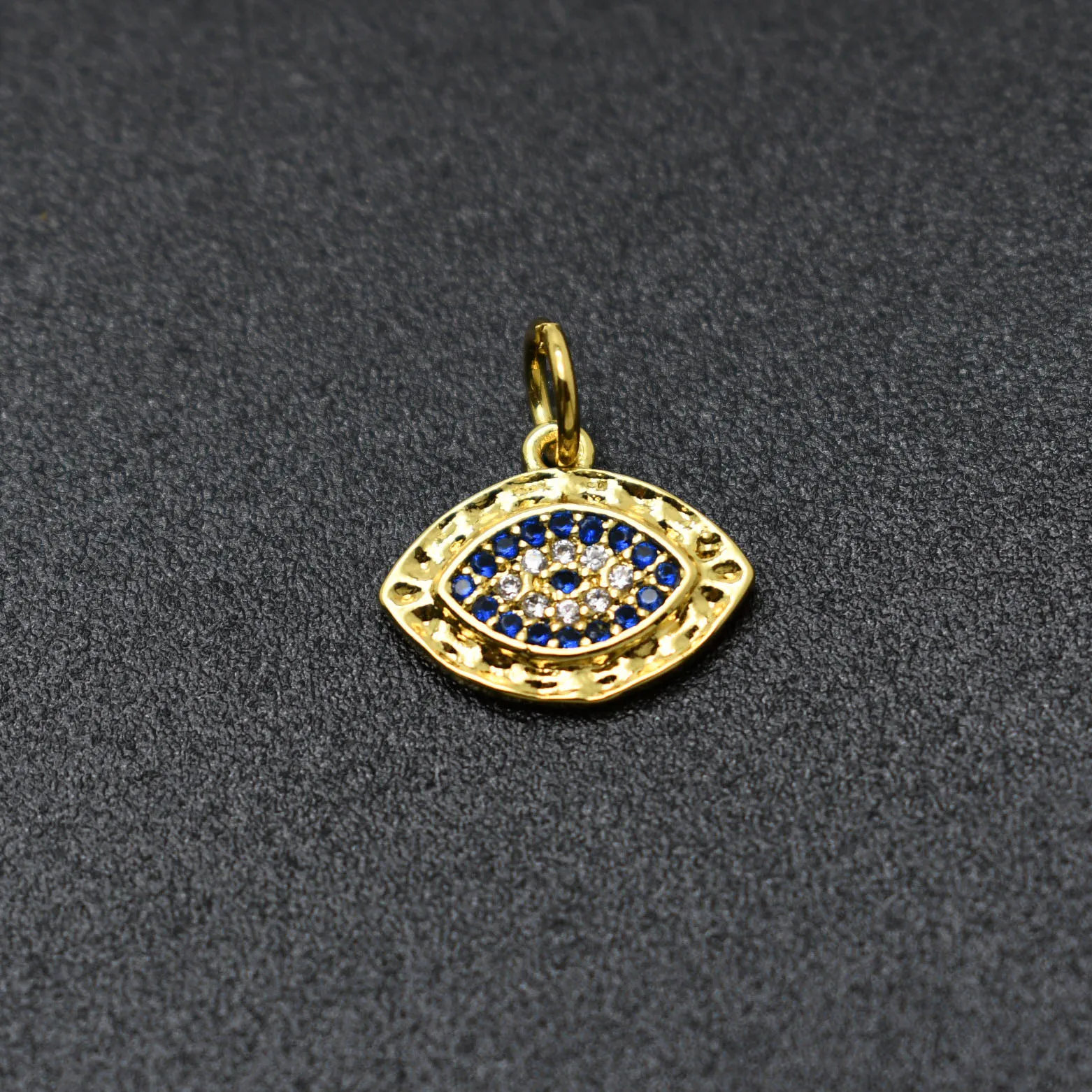 High Quality Gold Plated  Blue White CZ Paved Evil Eye Pendant Charms for DIY Bracelet Earring Necklace Jewelry Making