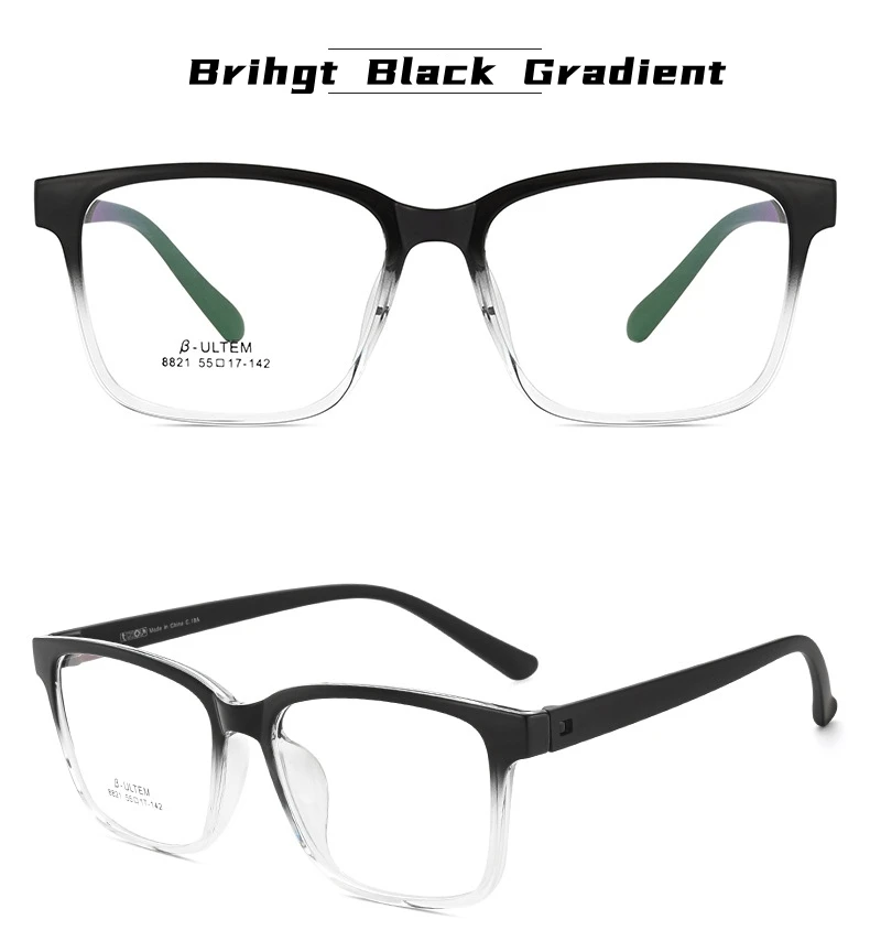 YIMARUILI Mode Ultra-licht Große Schraubenlose TR90 Brillen Frauen Platz Retro Große Gesicht Optische Brillen Rahmen Männer – Detail 15