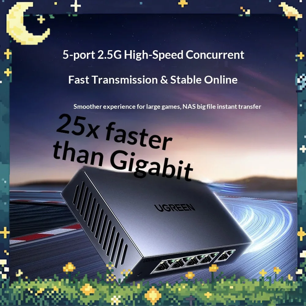 UGREEN CM951 95434 5-Port 2.5GbE Unmanaged Ethernet Switch Network Hub for NAS Desktop