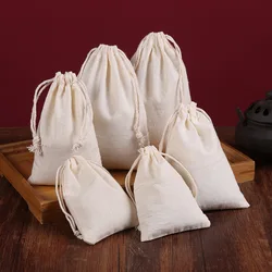 20pcs/lot 100% Cotton Drawstring Storage Bag for Gift Package Christmas Party Wedding Craft Packing Eco-Friendly Packaging