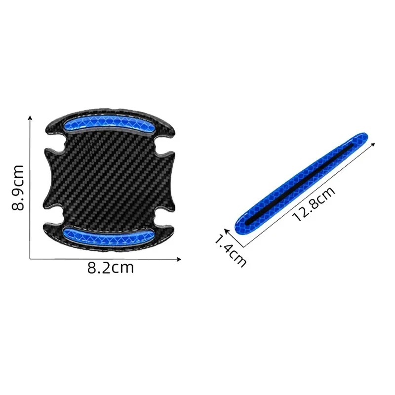 Universal 8pcs/set 3D Carbon Fiber Car Door Handle Stickers Scratch-Resistant Stickers Car Safety Reflective Strip Auto Stickers