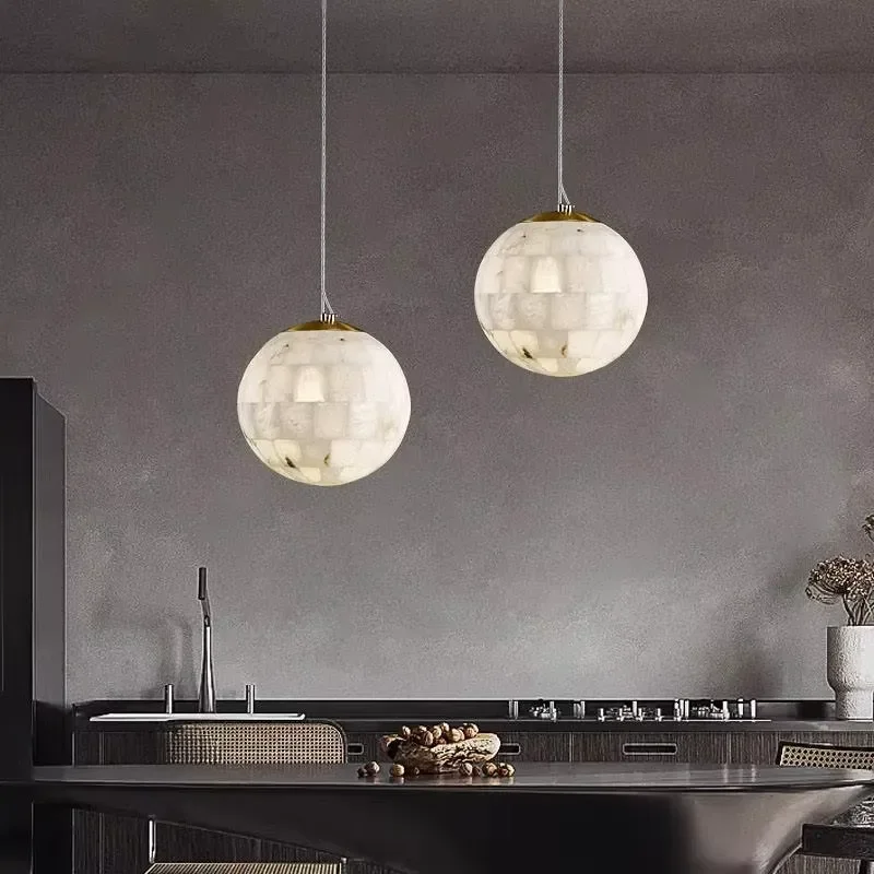 Modern Pendant Lights Alabaster Chandelier Modern Round LED Globe Pendant Lamp Natural Marble Ball Pendant Lights