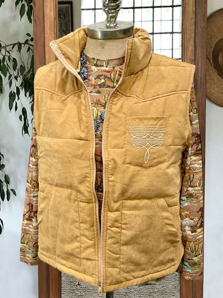 Boot Stitch Printed Quilted Vest