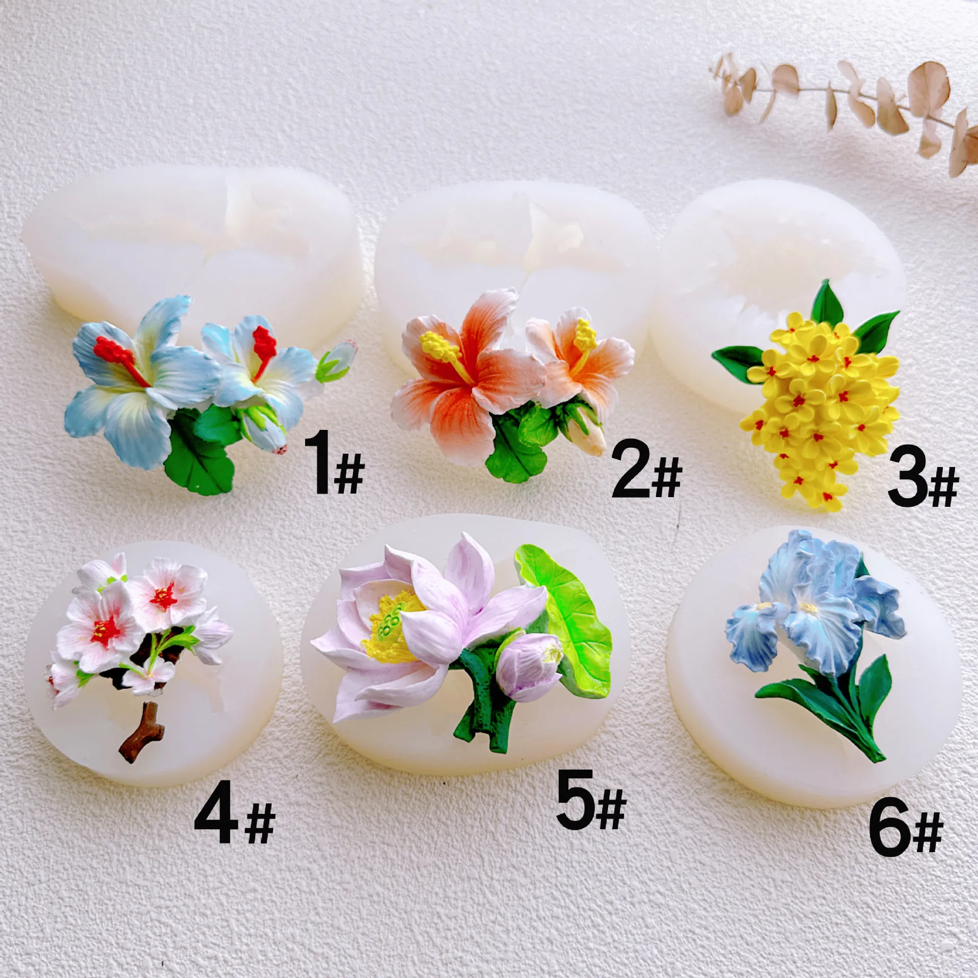 Iris Hibiscus Flower Car Diffuser Bouquet Silicone Mold Aromatherapy Plaster Decorative Ornament B52