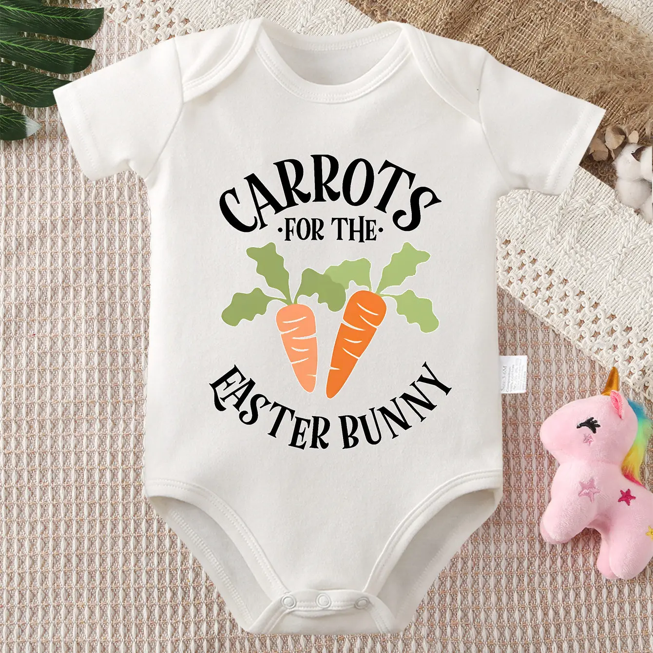 

Боди из 100% хлопка с принтом «Морковка и Пасхальный кролик», удобный комбинезон для малышей, для новорожденных от 0 до 12 месяцев
