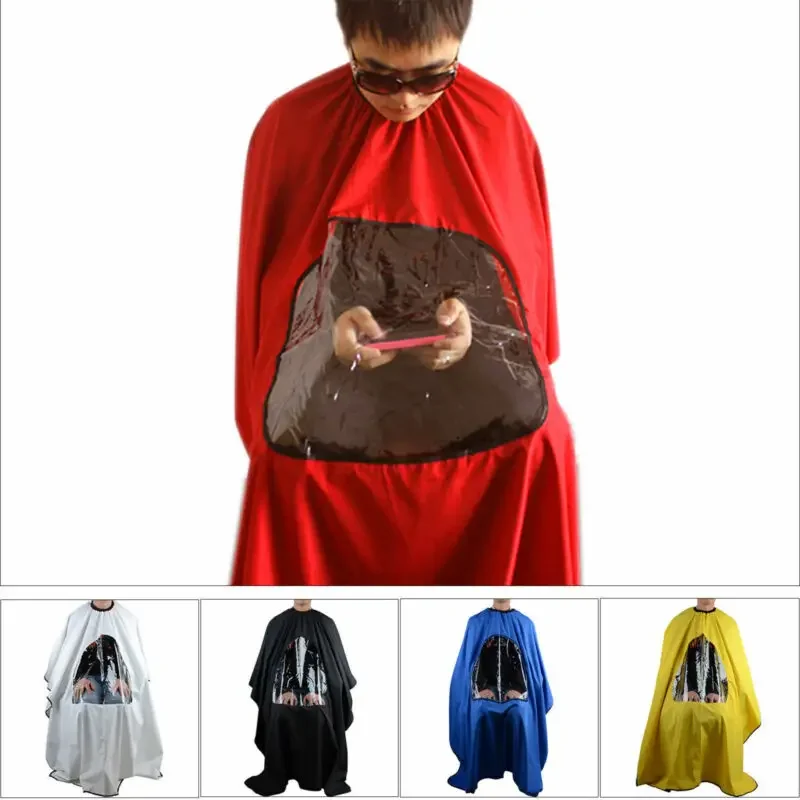 2024 New Adult Barber Hair Cutting Gown Cape Hairdresser Apron With Viewing Transparent Window Pro Salon Hairdresser Apron