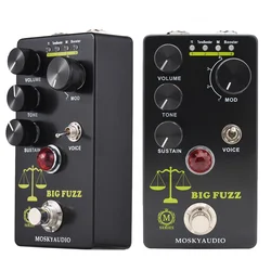 MOSKYAudio FUZZ Guitar Effect Pedal Portable Digital Fuzz Guitar 4 Mode Switch & Volume/Tone/Sustain Controls Effect Maker