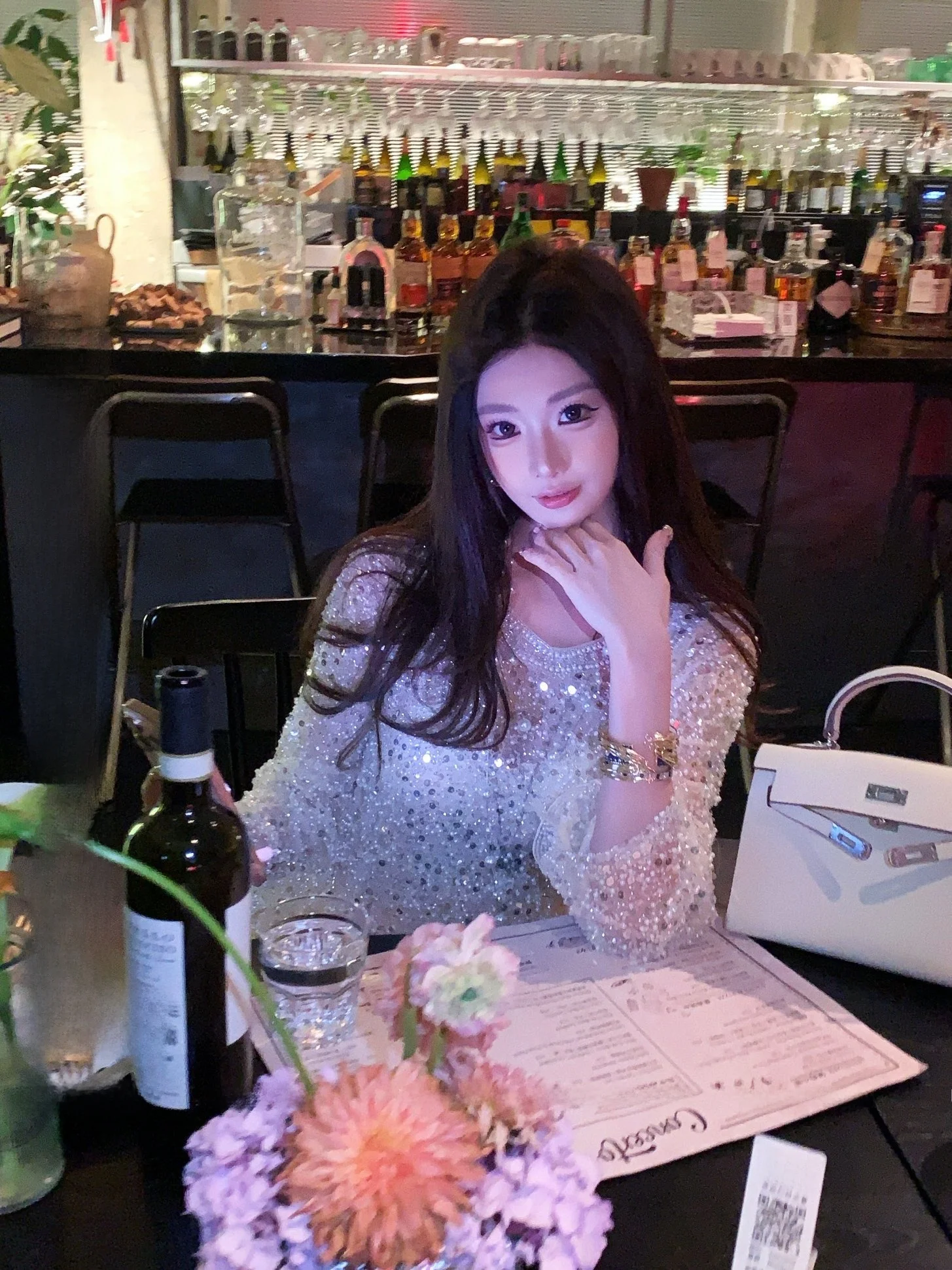 

Новая женская футболка Dadada Galaxy Diamond Design с пайетками, роскошная, прочная, красивая, весенняя, модная, из полиэстера, с длинным рукавом, круглая горловина