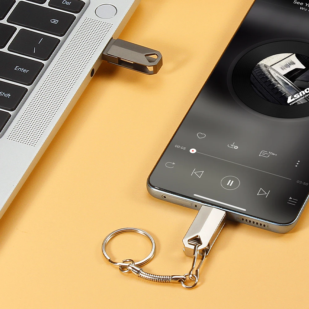 محرك أقراص فلاش USB 2.0 معدني قابل للدوران TYPE-C 2ni1 بسعة 64 جيجابايت و32 جيجابايت مع سلسلة مفاتيح وذاكرة 16 جيجابايت وعصا ذاكرة 8 جيجابايت و4 جيجابايت مقاومة للماء على شكل حرف U