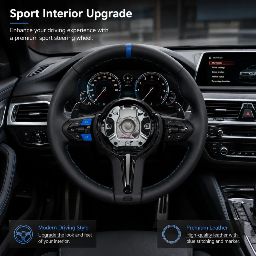 

Car Accessories Upgrade Steering Wheel Blue Multifunctional Button For BMW F30 F20 F22 F23 F33 F34 F48 M1 M3 M5 M6 Full Leather