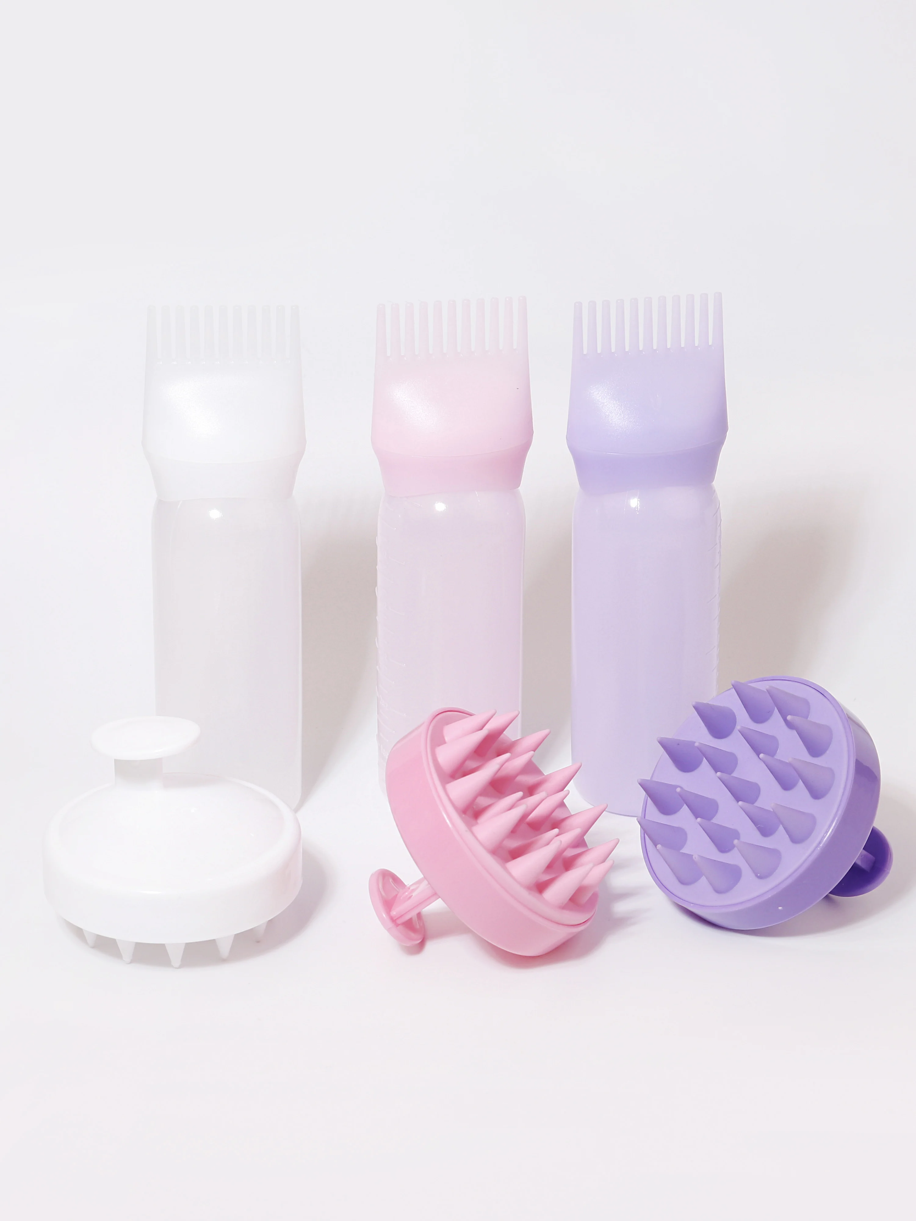 

Набор расчесок из 2 предметов, бутылка с нанесением корневой расчески, мягкая силиконовая щетка для волос, отшелушивание кожи головы, массаж, подходит для домашнего салона