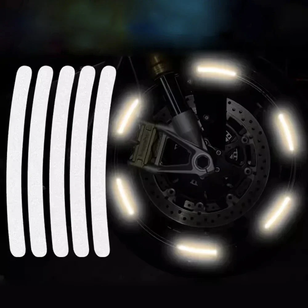 

5Pcs Motorcycle Car Wheel Hub Stickers Reflective Sticker Night Safety Warning Strip Car Styling Decoration Sticker Accessories