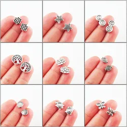 Fashion New Lotus Flower Animal Butterfly Tortoise Tree Star Charms Spacer Bar Beads Tibetan Silver Plated