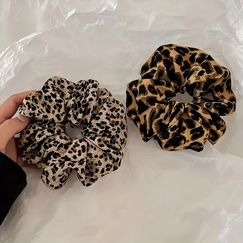 Leopard Print Scrunchies Hair Tie Hair Rope High Elasticity Elastic Hair Band Ponytail Holder Elegant Women Hair Accessories