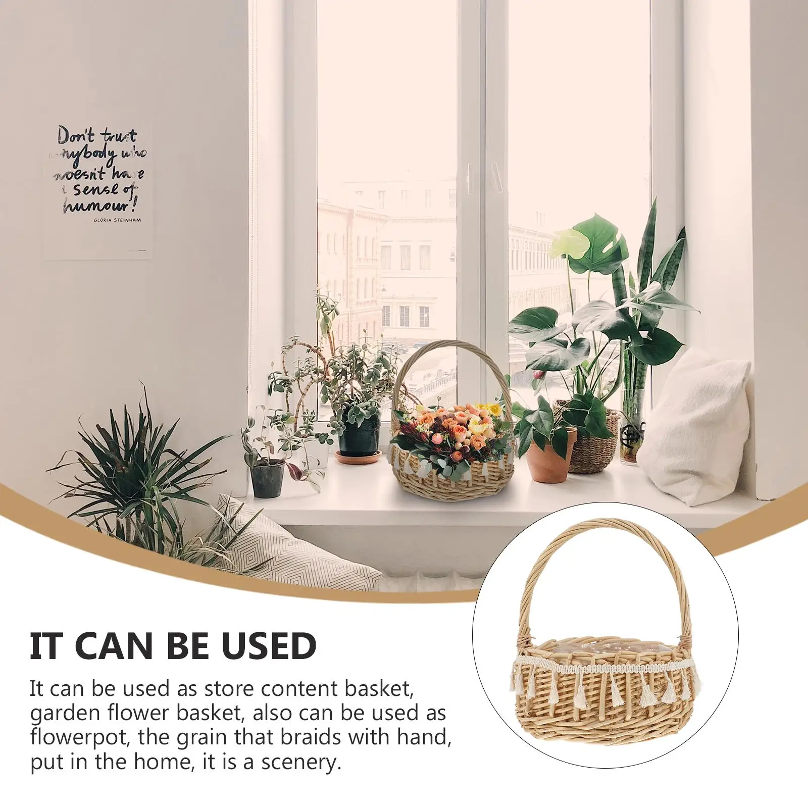 Wicker Bride Carrying Basket Willow Flower Girl Baskets Rustic Decor Wedding Ceremony Photography Props Storage Accessories