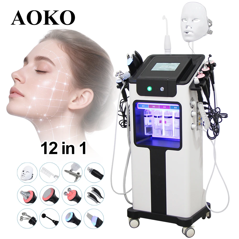 12-in-1 Women Beauty Equipment Bubble Oxyge Ultrasonic Scrubber Hydro Machine  Aqua Peeling Lift Skin Bubble Moisturizer Oxygen Machine
