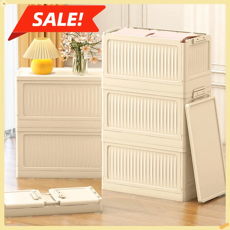 

Foldable Storage Box Multifunction Organizer Container with Lid Space Saving Function Rectangular Boxes Household Storage Box