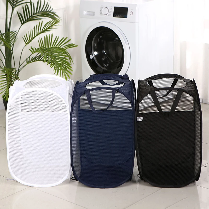 Mesh Pop Up Dirty Laundry Basket Hamper Foldable Laundry Basket with Durable Handles Clothes Storage Baskets Laundry Basket