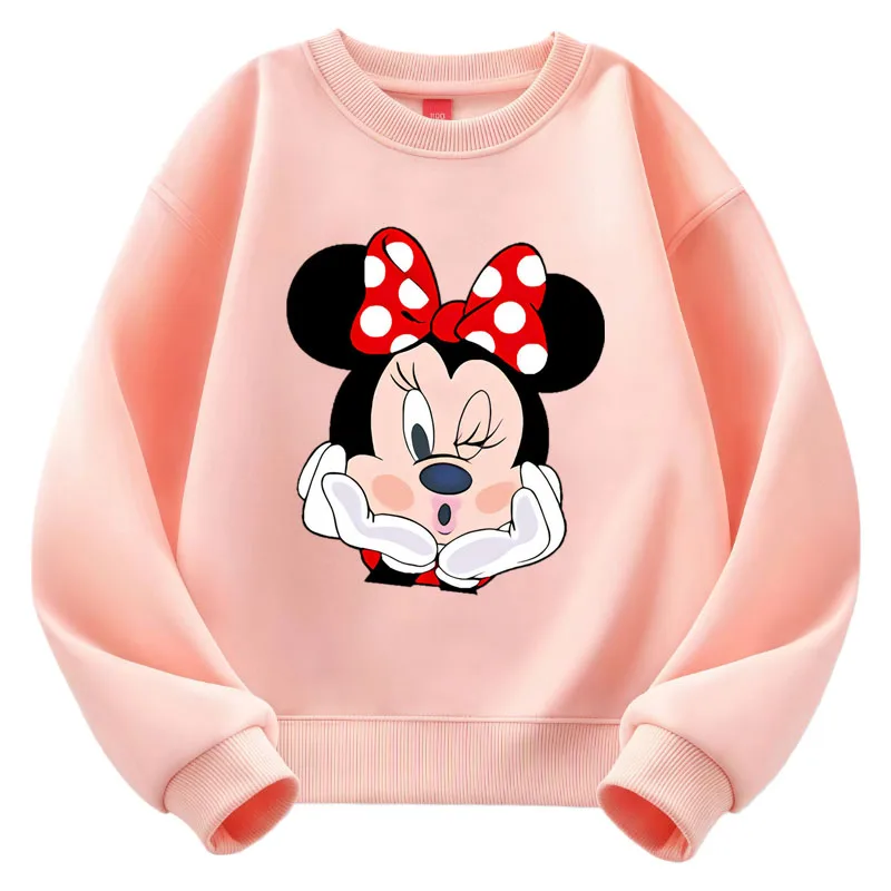 

Свитшот для маленьких девочек с Минни Диснеем, топы с длинными рукавами, детские толстовки с героями мультфильмов, пуловеры, свитер, одежда для девочек, детская одежда для девочек