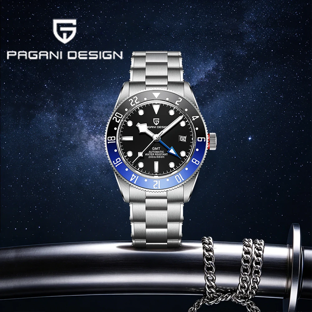 

2026 top brand Pagani design GMT mechanical men's watch luxury AR sapphire automatic watch for men's calendar relógios masculino