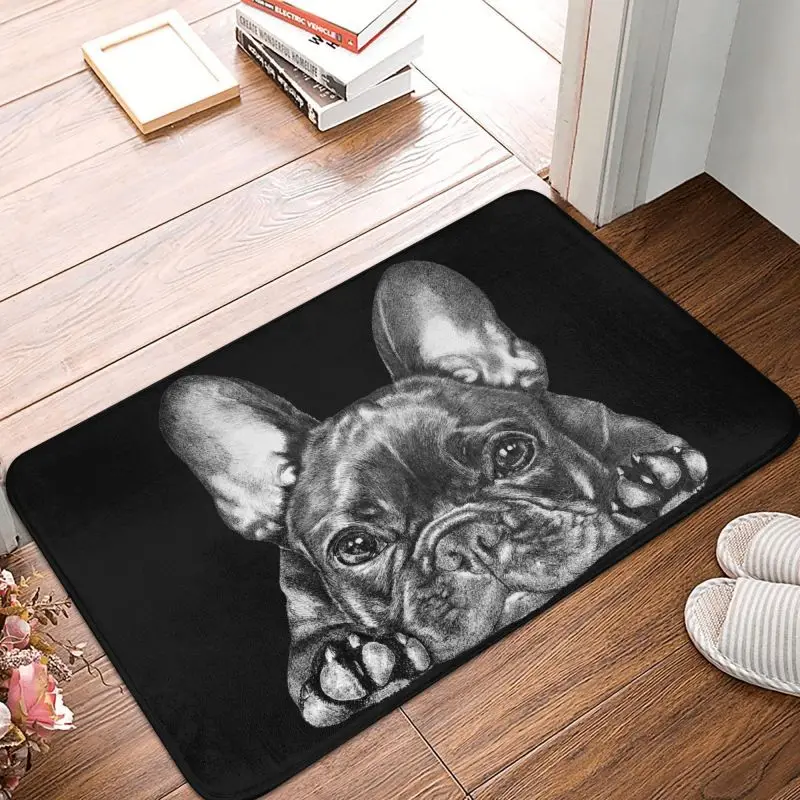 Custom Frenchie Dog French Bulldog Floor Door Kitchen Bathroom Mats Anti-Slip Indoor Doormat Garden Entrance Rug Carpet Footpad