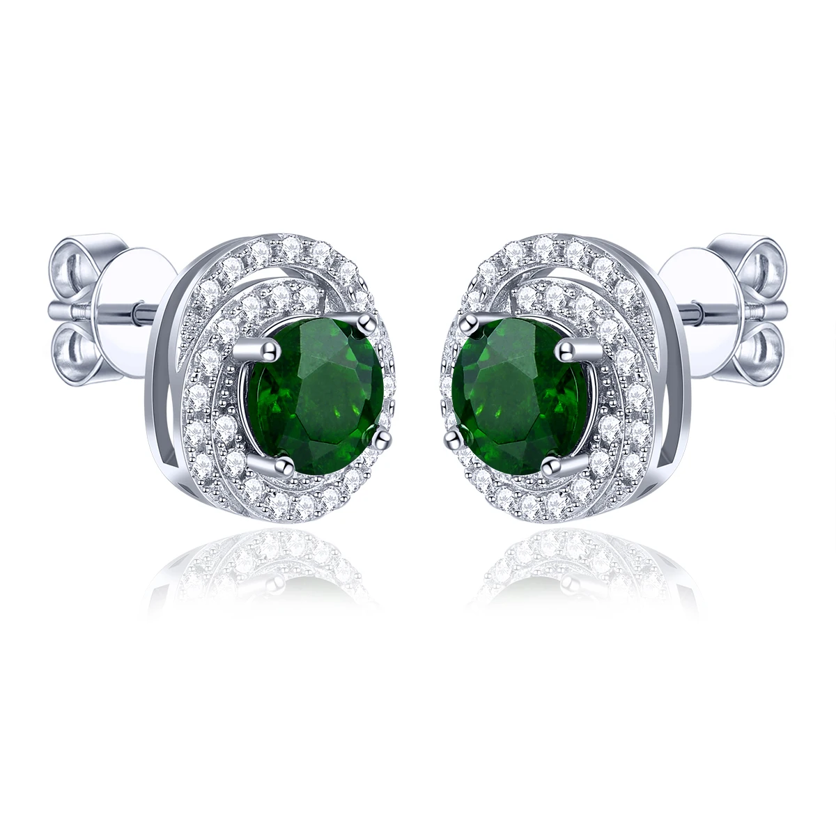 

Natural Chrome Diopside Sterling Silver Stud Earring 1.5 Carats Genuine Gemstone Original Design Women Daily Decorations Gifts
