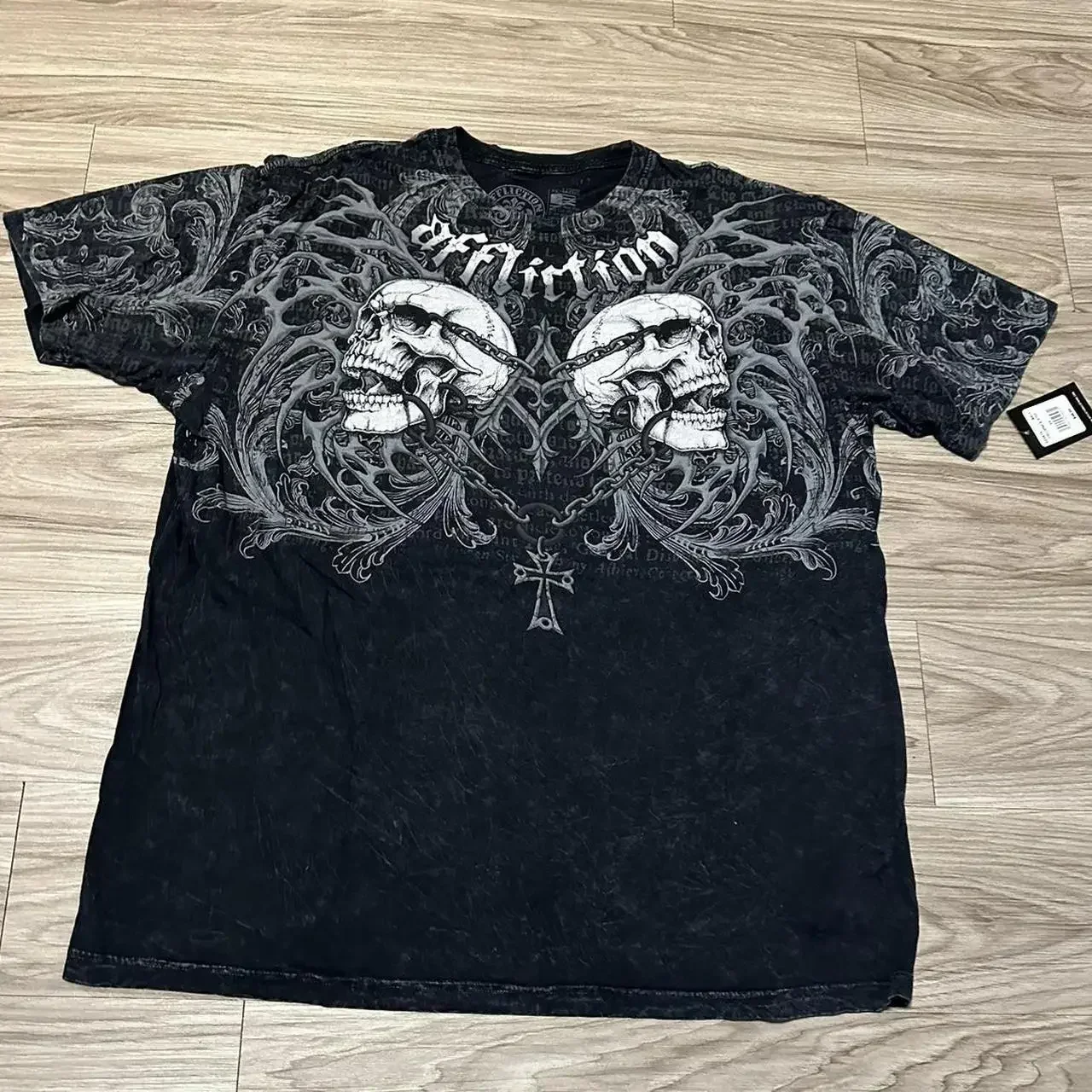 Men's Gothic Skull Cross 3D Print T-shirt, Y2K Punk Loose Short Sleeve Graphic Tee, Casual Streetwear Tops