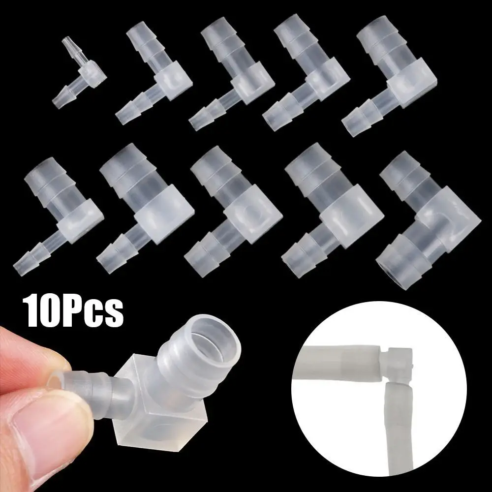 10Pcs New PP Plastic Elbow Connectors 4-20mm 90 Degree Aquarium Tank Fittings Transparent Pagoda Hose Joint Air Pump Aerator