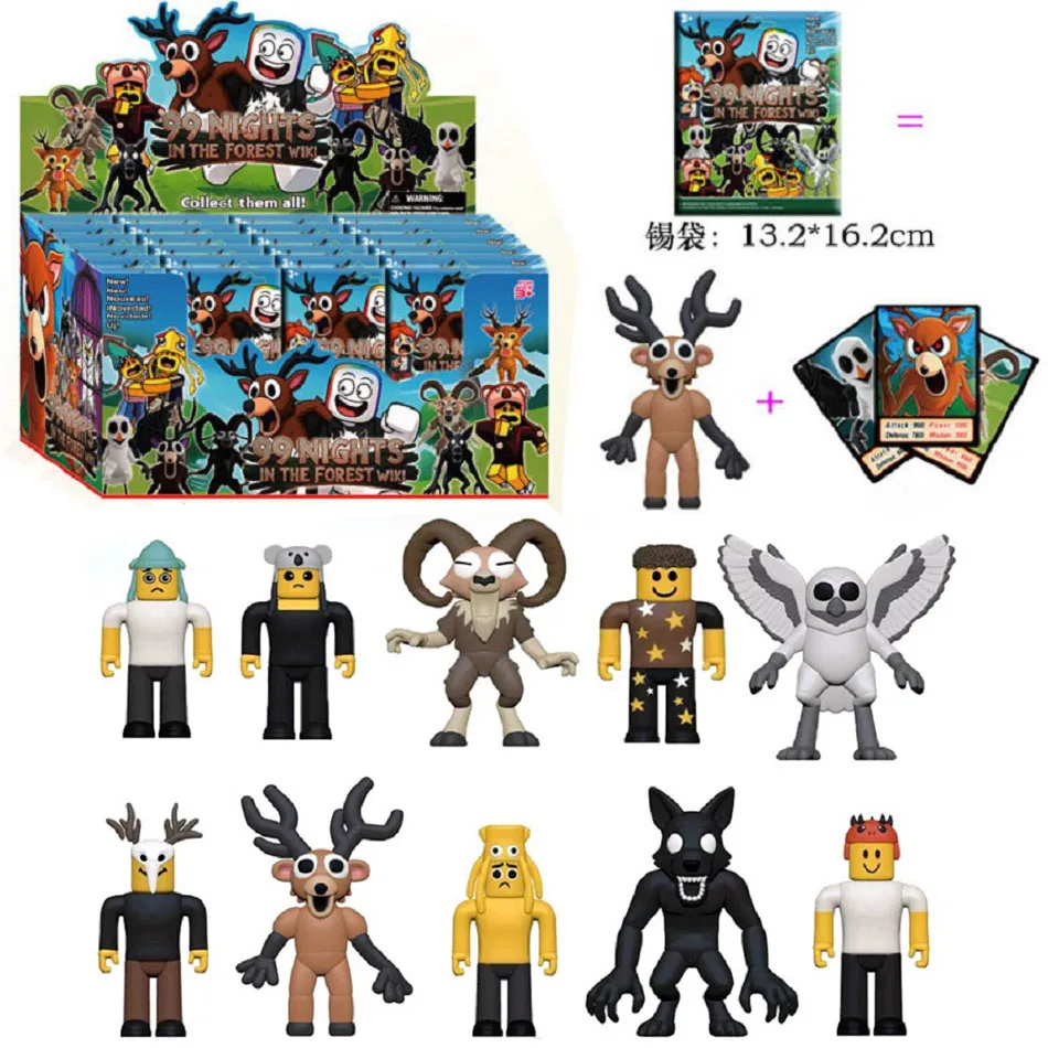 24 Stück Heißes Horror-Spiel 99 Nights in the Forest Blindbox Die Hirschfigur, der Widder, die Eule, der Camper, Peripheriefiguren, Spielzeug, Geschenke