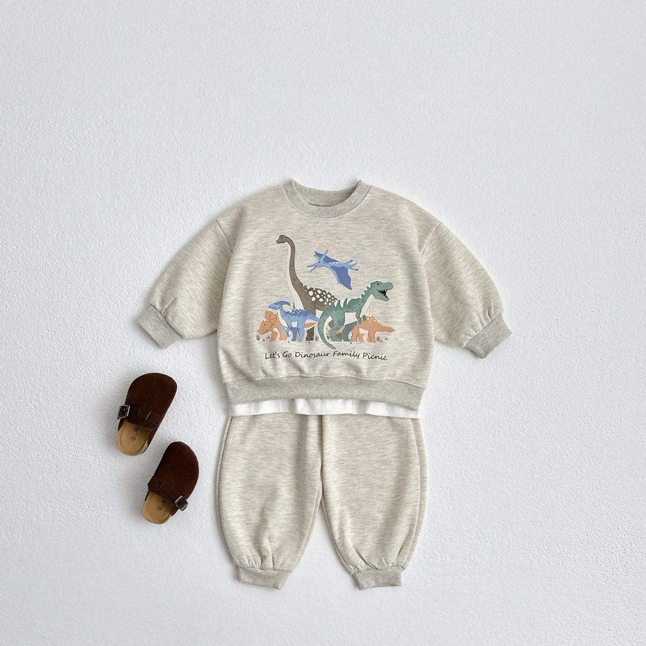 2024 Autumn New Baby Long Sleeve Clothes Set Infant Boy Cute Dinosaur Print Sweatshirt + Pants 2pcs Suit Toddler Girl Outfits