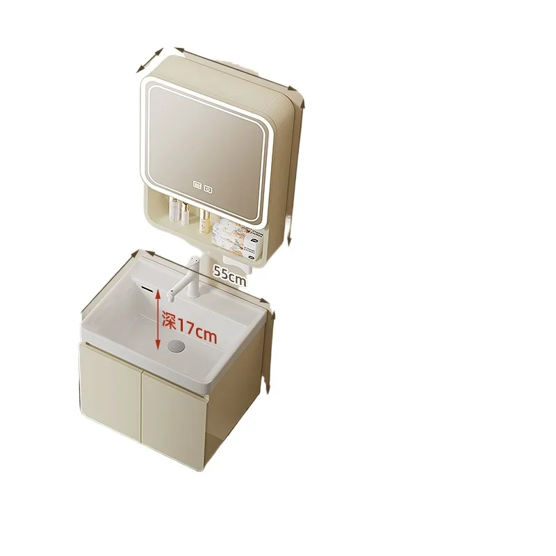 

Новая кремовая ветровая керамическая встроенная раковина, комбинированный шкаф для ванной комнаты, комбинация шкафа для унитаза и умывальника 20022