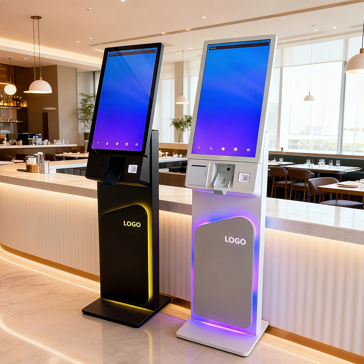 27/32 Inch Self Service Machines Small Business Self Order Touch Screen Kiosk With Payment Machine Self Service Printing Kiosk