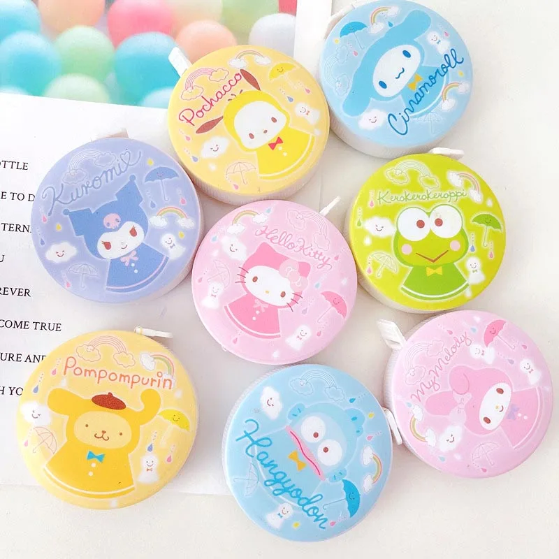 16pcs/lot Sanrio Soft Tape Measure Keroppi Hangyodon Kitty Pochacco Ruler Drawing Tool Promotional Gift School Supplies