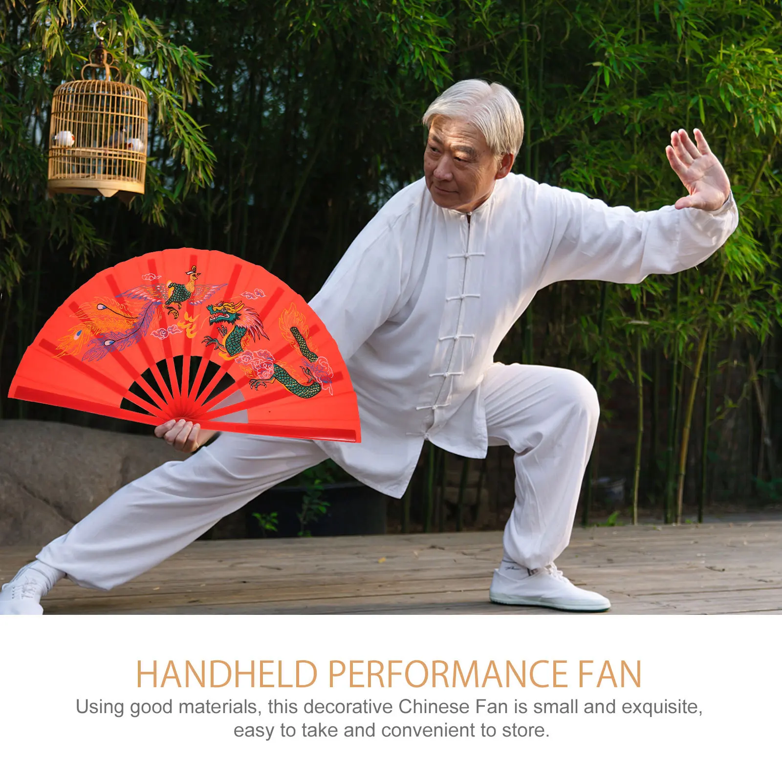 

Chinese Folding Hand Fan Red Handheld Traditional Performance Dancing Fan Portable Decorative Party Gift Creative Gift