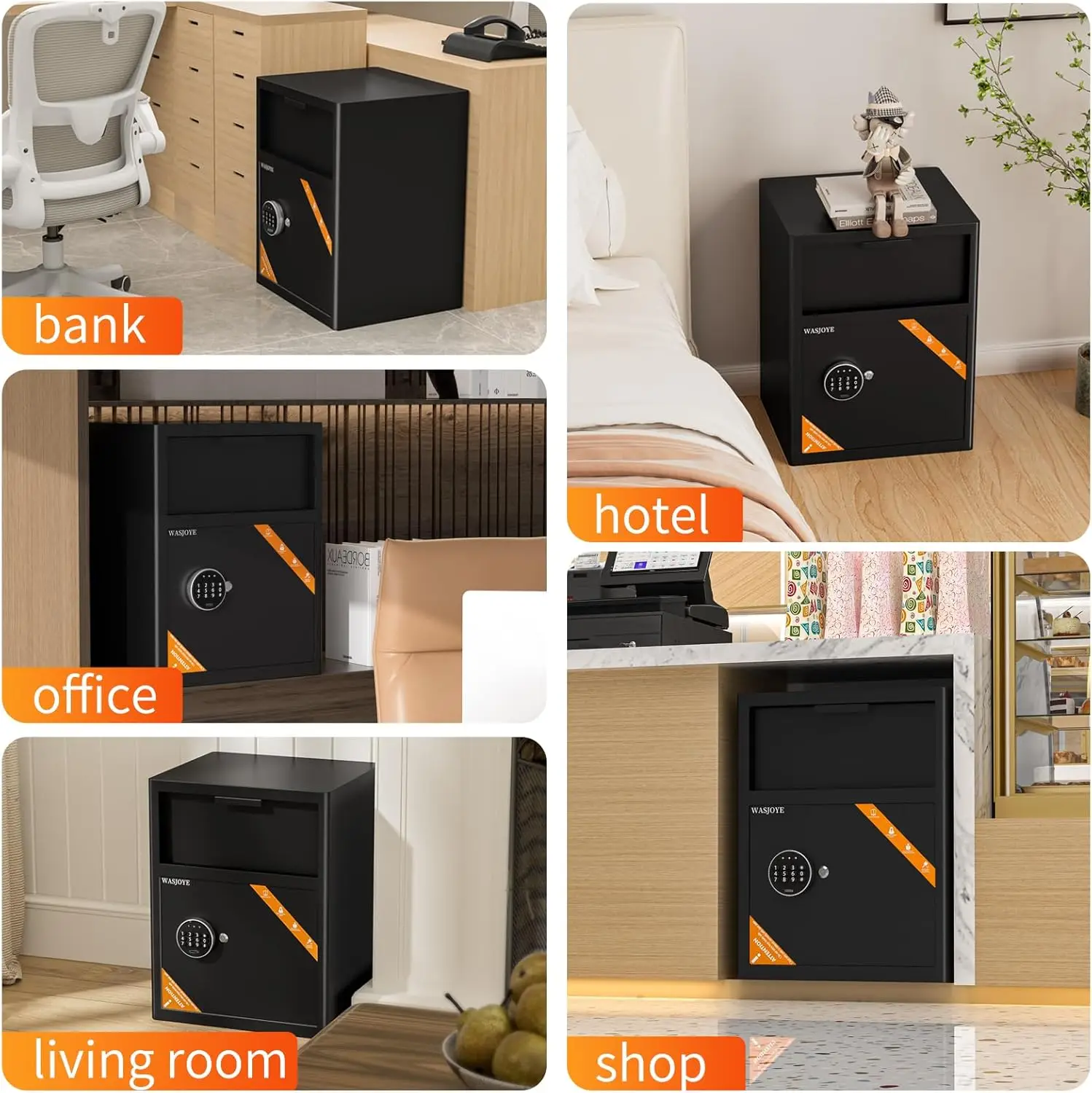 Depository Drop Cabinet Safe - 2.6 Cu Ft Large Size with Digital Keypad Lock and Anti Theft, Business Security Safe Box with Ala