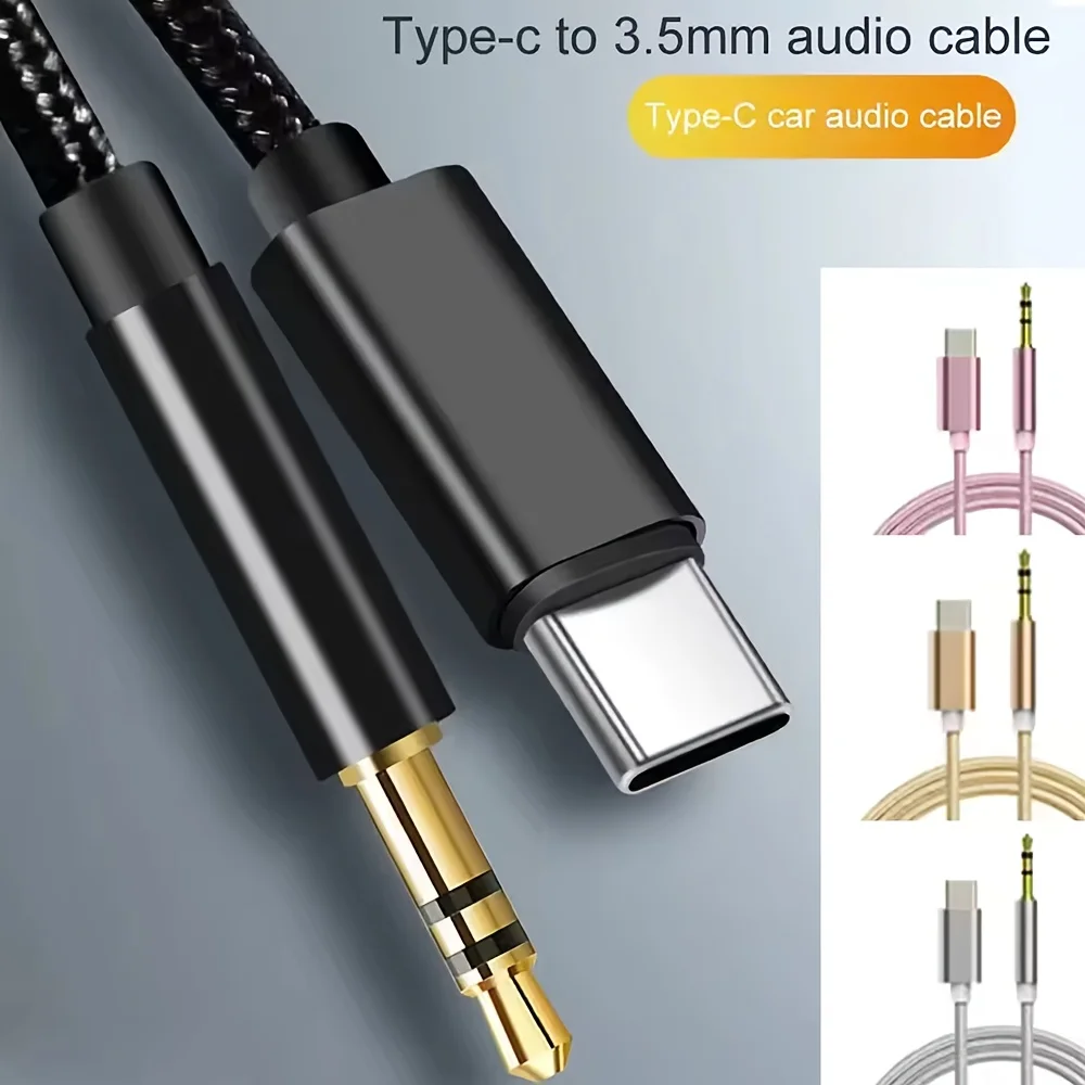 Car AUX Audio Cable Type-c to 3.5mm Jack AUX Cord Car Speaker HiFi Headphone Adapter for Samsung For Huawei Audio Connector