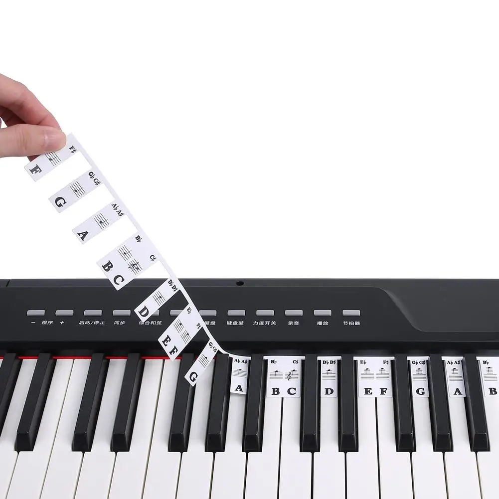 Piano Keyboard Note Labels 88 Keys / 61 Keys Removable Reusable Piano Notes Guide Tape For Beginner Music Notes Sticker