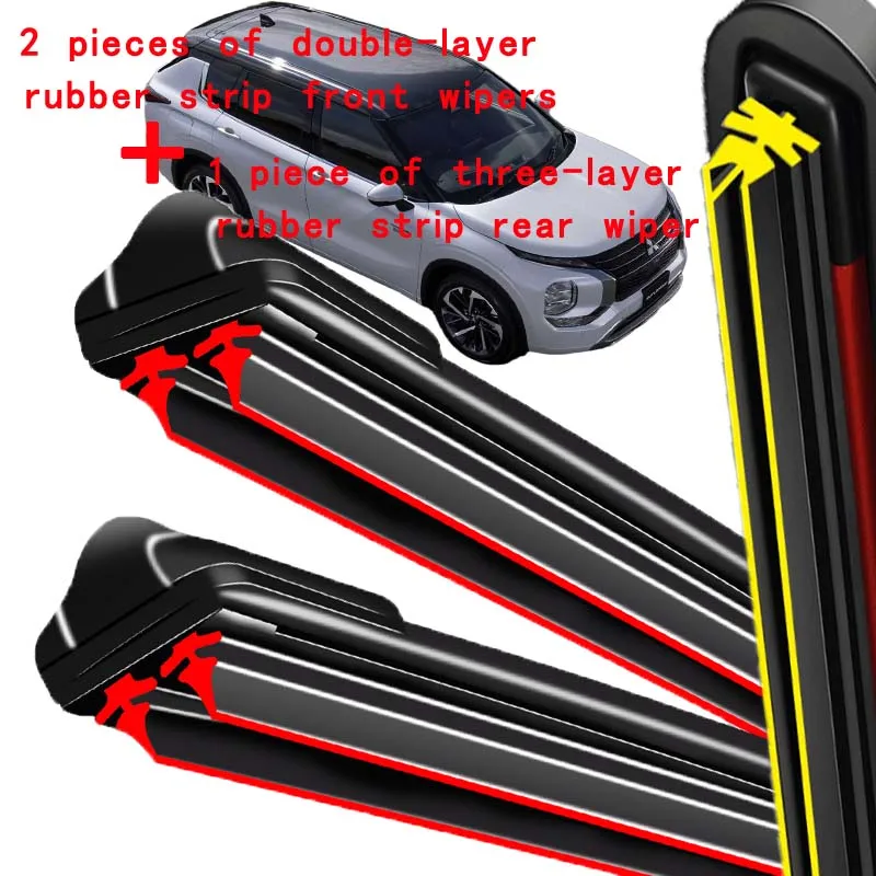 

For Mitsubishi Outlander MK4 2021-2024 2022 2023 Wiper Front&Rear Wiper Blades Windshield Windscreen Window Brushes 26"+18"+12"
