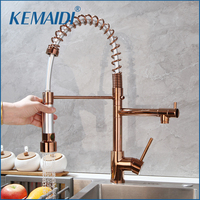 KEMAIDI Pull Out Kitchen Faucet Brushed Gold Kitchen Faucets 360 Degree Rotation Kitchen Mixer Hot Cold Water Taps