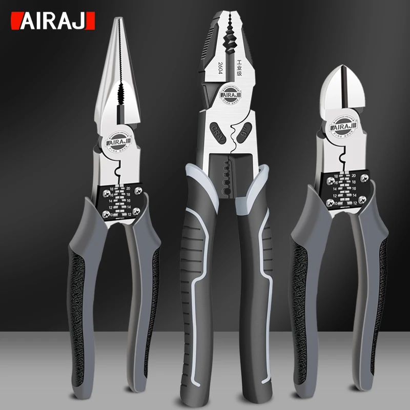 AIRAJ Multifunctional Universal Diagonal Pliers Needle Nose Pliers Hardware Tools Universal Wire Cutters Electrician Pliers Set