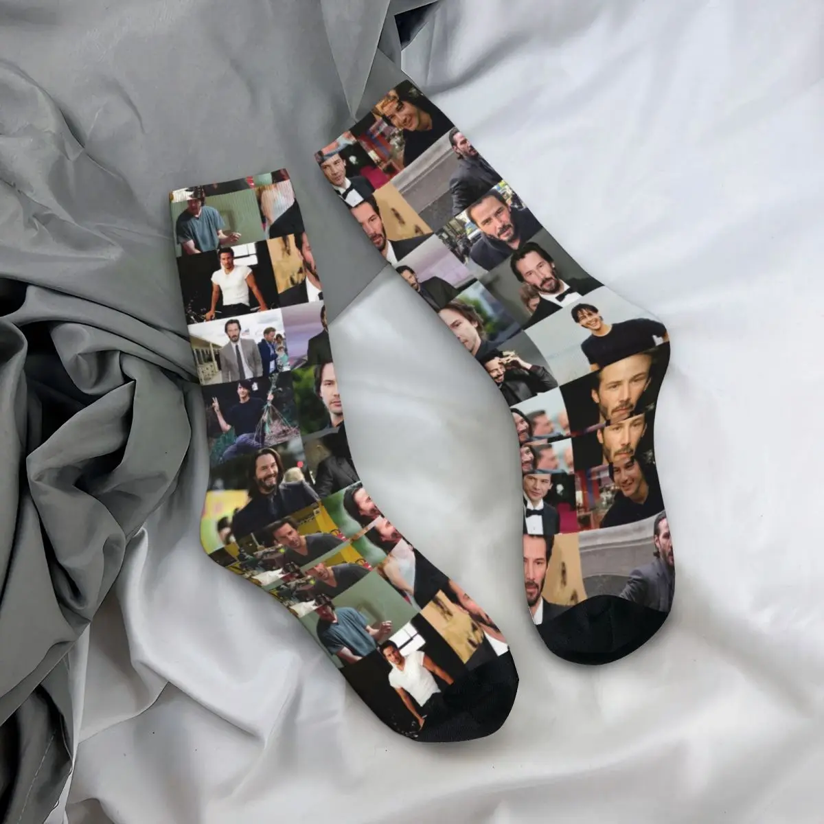 K-Kean Socks Collage Reeves Kawaii Stockings Autumn Anti Slip Women Men Socks Soft Custom Running Socks