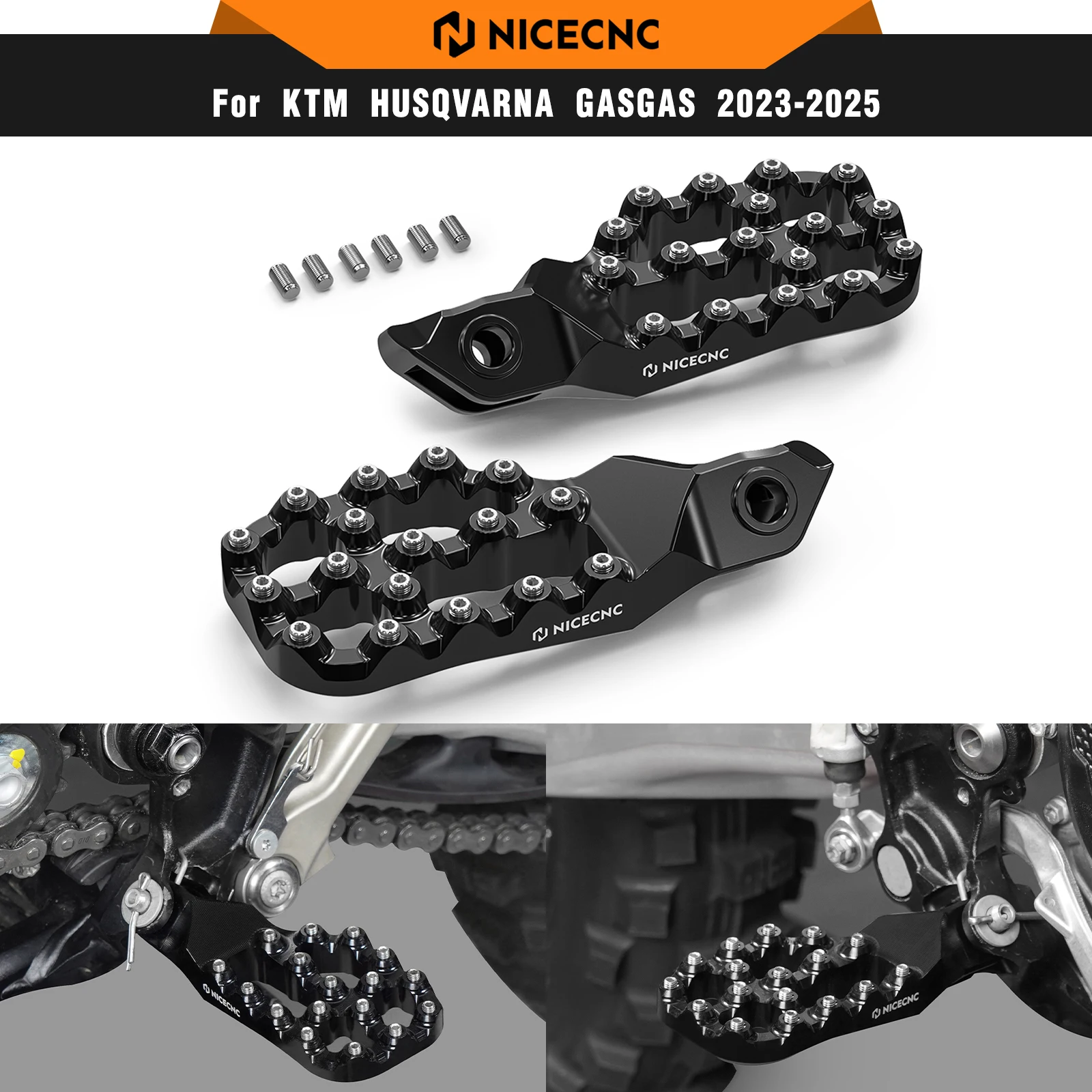 

NICECNC For KTM EXC 300 2024 Foot Pegs Footrest Footpegs 10mm Lower For KTM EXC-F 350 SXF 450 Husqvarna TE300 FE450 GasGas EC300