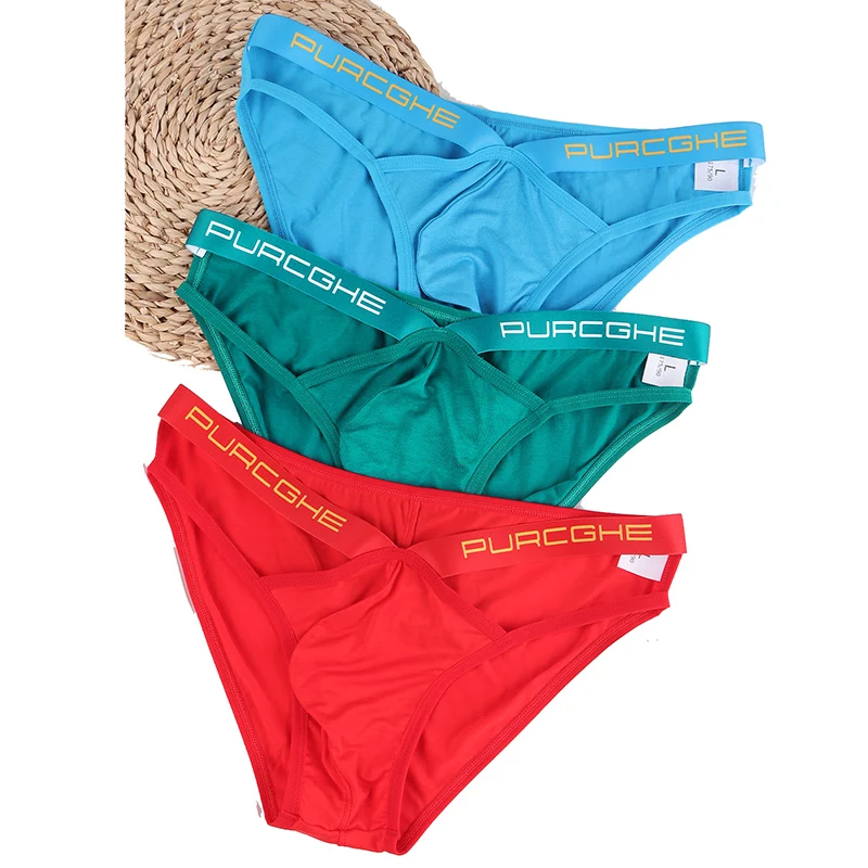 Men Low Rise Cross Hollow Briefs Underwear Cotton Soft Breathable Pouch Printed Elastic Waist Male Bikini Underpants