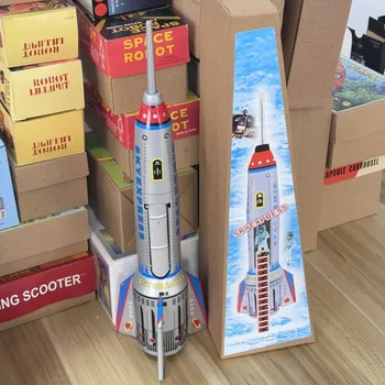 子供と大人のためのSkyexpressロケット機械玩具,レトロなスタイル,金属,ロック付き,子供と大人のためのギフト
