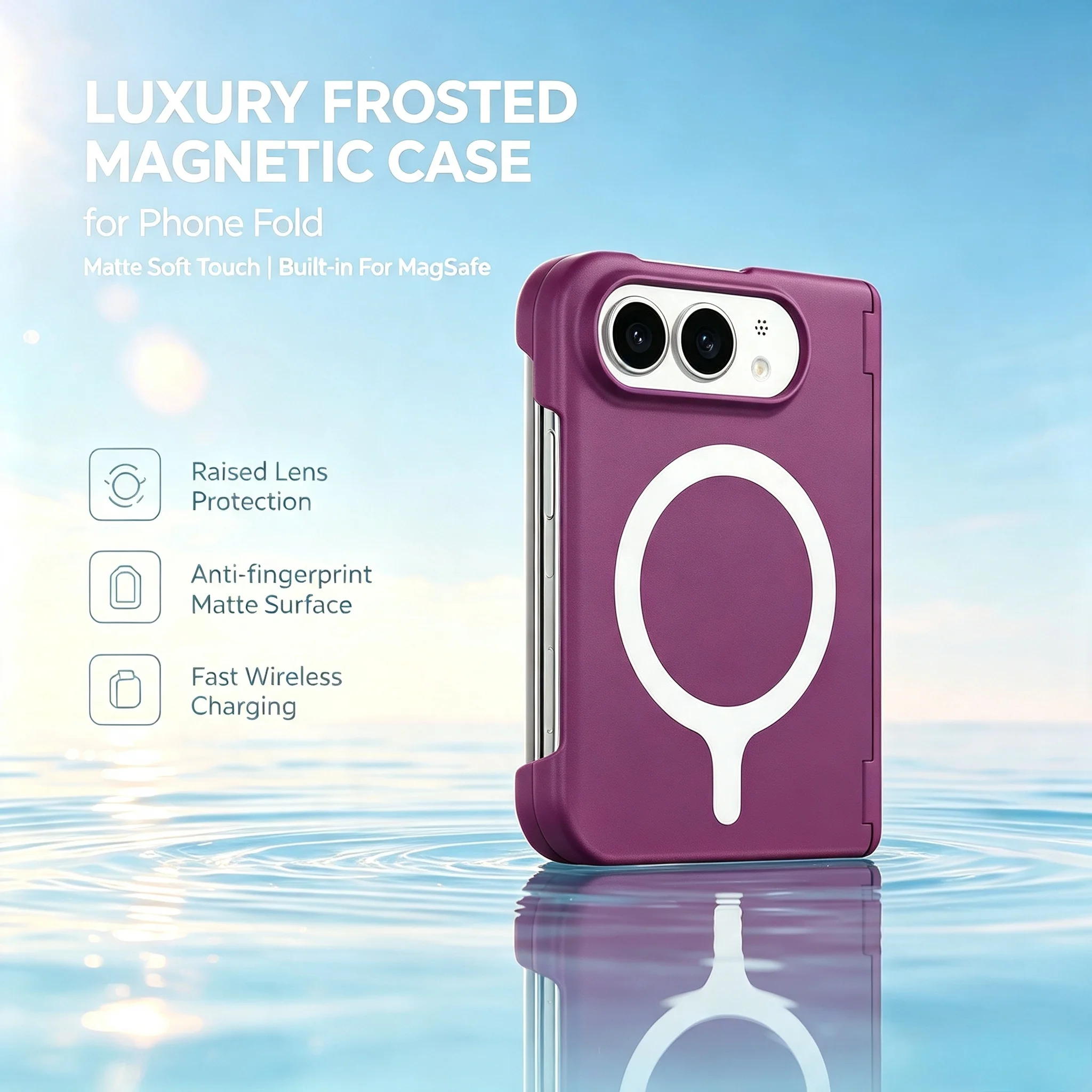 For iPhone Duo Fold Dopamine Bright Color For MagSafe Double Wrap Edge Hinge All-inclusive Silky Feel Shockproof Protect Cover